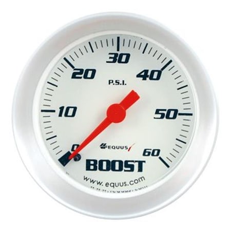 Equus EQUE8256 2.0 In. Dia. Boost Gauge; Silver - 60 PSI